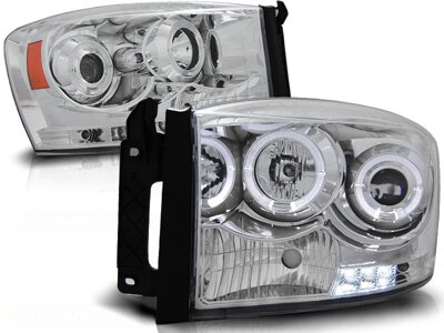 Predné svetlá Dodge RAM 06-08 Angel Eyes Chrome