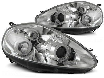 Predné svetlá Fiat Grande Punto 05-08 Chrome Angel Eyes