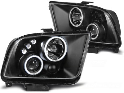 Predné svetlá Ford Mustang 04-09 Angel Eyes Black