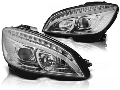 Predné svetlá Mercedes W204 07-10 Chrome Tubelight H7