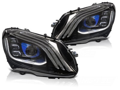 Predné LED svetlá Mercedes W205 14-21 Black Dynamic