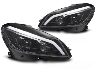 Predné svetlá Mercedes W204 11-14 Glossy Black Dynamic