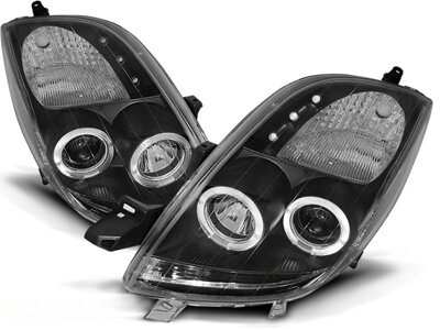 Predné svetlá Toyota Yaris 06-09 Angel Eyes Black