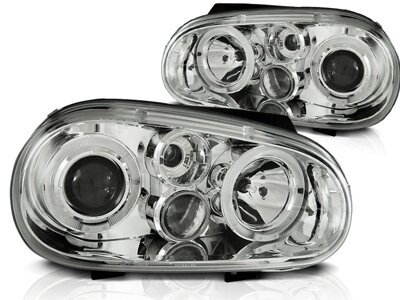 Predné svetlá VW Golf IV 97-03 Chrome Angel Eyes