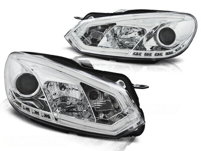 Predné svetlá na VW Golf 6 DRL Tube Light Chrome