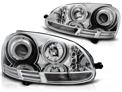 Predné CCFL Angel Eyes svetlá VW Golf 5 Chrome