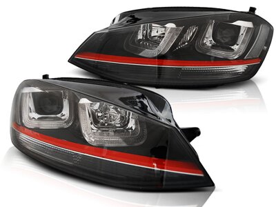 Predné svetlá VW Golf 7 U-Type Black Red Line