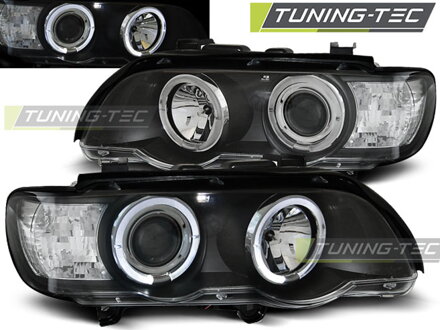 Predné svetlá BMW E53 X5 99-03 Angel Eyes Čierne