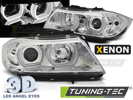 Predné svetlá BMW E90 E91 05-08 U-Type 3D Chrome Xenon