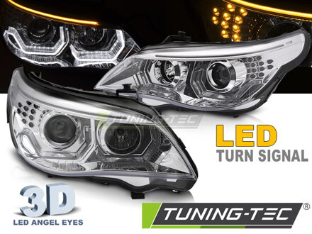 Predné svetlá BMW E60 E61 03-07 3D Angel Eyes Chrome Predné svetlá BMW E60 E61 03-07 3D Angel Eyes Chrome