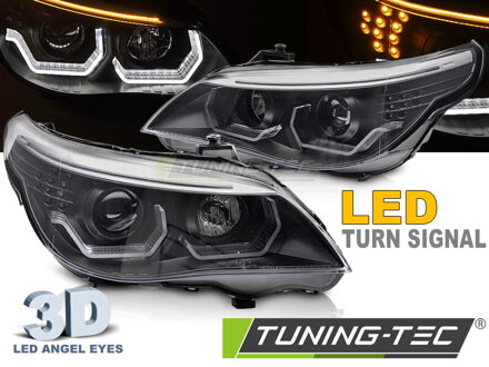 Predné svetlá BMW E60 E61 03-07 3D Angel Eyes Black Predné svetlá BMW E60 E61 03-07 3D Angel Eyes Black