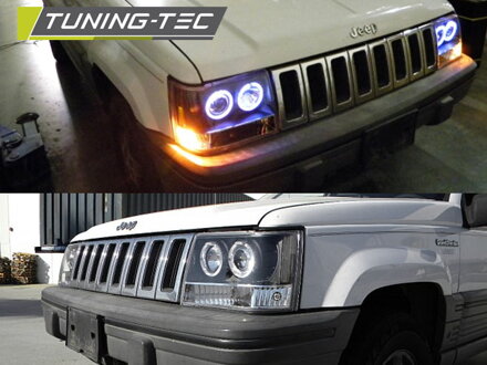 Predné Angel Eyes svetlá Jeep Grand Cherokee 93-98 Black