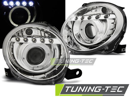 Predné svetlá Fiat 500 07-15 Projector Chrome LED Predné svetlá Fiat 500 07-15 Projector Chrome LED