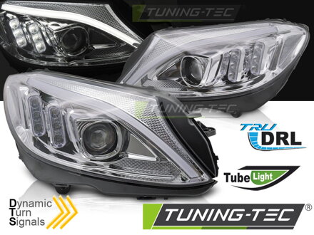 Predné svetlá Mercedes C W205 14-18 Tube LED Chrome Predné svetlá Mercedes C W205 14-18 Tube LED Chrome