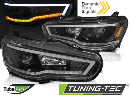 Predné svetlá Mitsubishi Lancer 8 08-16 Tube Light Black Predné svetlá Mitsubishi Lancer 8 08-16 Tube Light Black