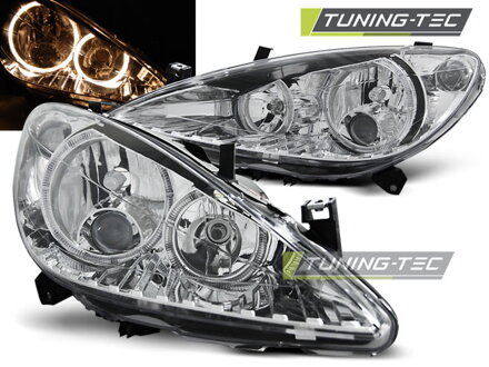 Predné svetlá Peugeot 307 01-05 Angel Eyes Chrome