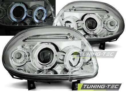 Predné svetlá Renault Clio 98-01 Chrome Angel Eyes Predné svetlá Renault Clio 98-01 Chrome Angel Eyes