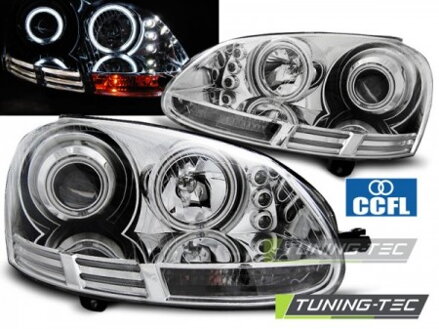 Predné CCFL Angel Eyes svetlá VW Golf 5 Chrome Predné CCFL Angel Eyes svetlá VW Golf 5 Chrome