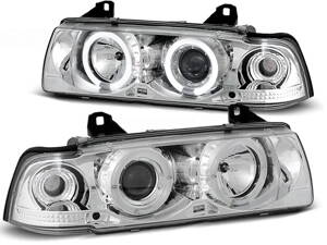 Predné svetlá BMW E36 Coupe Cabrio Angel Eyes Chrome