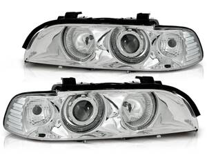 Predné svetlá BMW E39 Chrome Angel Eyes H7/H7