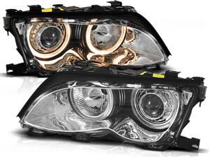 Predné tuningové svetlá BMW E46 Sedan/Touring 01-05 Angel Eyes Chróm