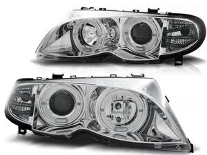 Predné tuningové svetlá BMW E46 Sedan/Touring 01-05 Angel Eyes Chrome