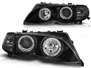 Predné tuningové svetlá BMW E46 Sedan/Touring 01-05 Angel Eyes Black