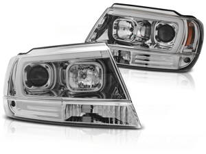 Predné svetlá Jeep Grand Cherokee WJ 99-05 Tubelight Chrome