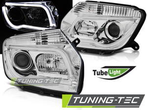 Predné tuningové Tube Light svetlá na Dacia Duster chrómové