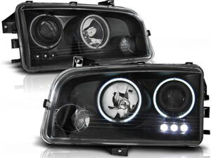 Predné Angel Eyes svetlá Dodge Charger LX 06-10 Black