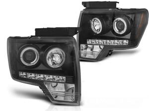 Predné svetlá Ford F150 MK12 Angel Eyes Black