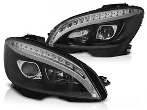 Predné svetlá Mercedes W204 07-10 Black Tubelight H7 Dynamic LED