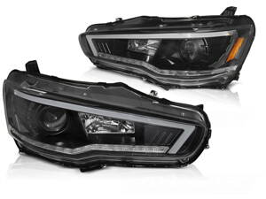 Predné svetlá Mitsubishi Lancer 8 08-16 Tube Light Black