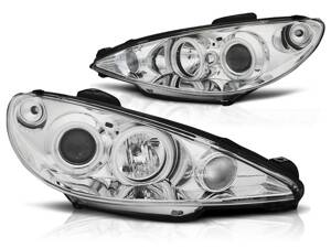 Predné svetlá Peugeot 206 02-08 Chrome Angel Eyes CCFL