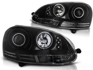 Predné CCFL Angel Eyes svetlá VW Golf 5 Black