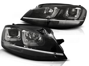 Predné svetlá na VW Golf 7 U-Type Black With Chrome Line